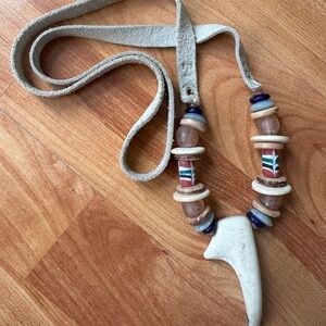 Twine & Twig Beaded Necklace with Leather Strap